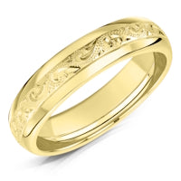 Hand Engraved Pattern 4 finish on a 9ct Yellow Gold band