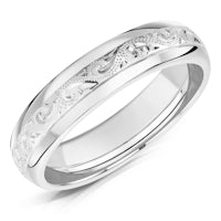 Hand Engraved Pattern 4 finish on a Platinum band