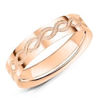 Hand Engraved Pattern 7 finish on a 9ct Rose Gold band