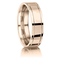 Lined Edges finish on a 9ct Rose Gold band
