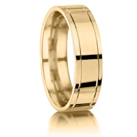 Lined Edges finish on a 9ct Yellow Gold band
