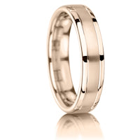Matt Centre, Polished Edges finish on a 9ct Rose Gold band