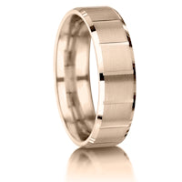 Matt Centre with Boxed Bevelled Edges finish on a 9ct Rose Gold band