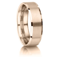 Matt with Bevelled Edges finish on a 9ct Rose Gold band
