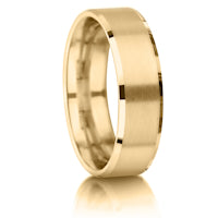 Matt with Bevelled Edges finish on a 9ct Yellow Gold band