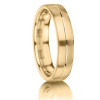 Matt with Centre Groove finish on a 9ct Yellow Gold band