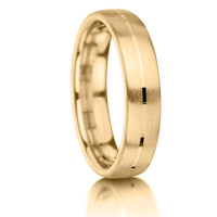 Matt with Centre V-Groove finish on a 9ct Yellow Gold band