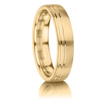 Matt with Double Offset Lines finish on a 9ct Yellow Gold band
