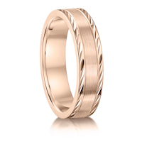 Matt with Feathered Edges finish on a 9ct Rose Gold band