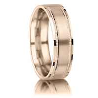 Matt with Inset Milled Edge and Polished Step finish on a 9ct Rose Gold band