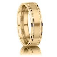 Matt with Inset Milled Edge and Polished Step finish on a 9ct Yellow Gold band