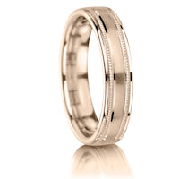 Matt with Inset Milled Edges finish on a 9ct Rose Gold band