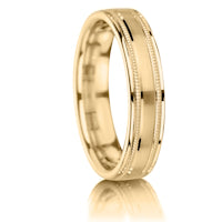 Matt with Inset Milled Edges finish on a 9ct Yellow Gold band