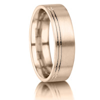 Matt with Offset Double Line finish on a 9ct Rose Gold band