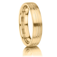 Matt with Twin Centre Grooves finish on a 9ct Yellow Gold band