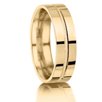 Milled Centre finish on a 9ct Yellow Gold band