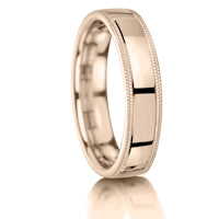 Polished with Double Milled Edges finish on a 9ct Rose Gold band