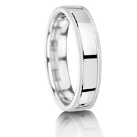 Polished with Double Milled Edges finish on a Platinum band