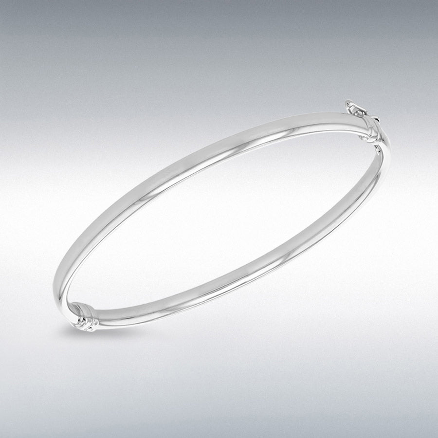 18ct White Gold Oval Tube Bangle