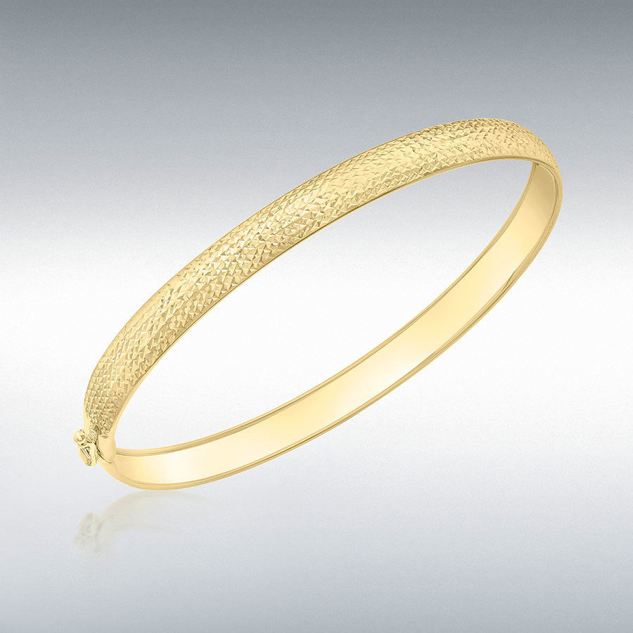 9ct Yellow Gold Diamond-Cut Flexible Bangle