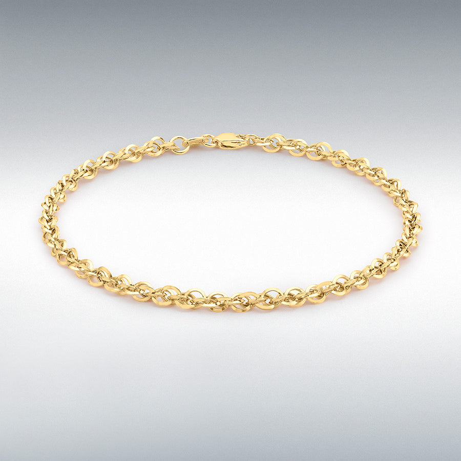 18ct Yellow Gold Diamond-Cut Prince of Wales Bracelet