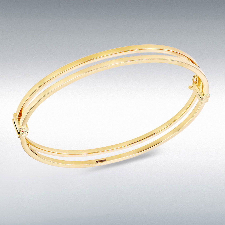 9ct Yellow Gold Double Square Tube Bangle