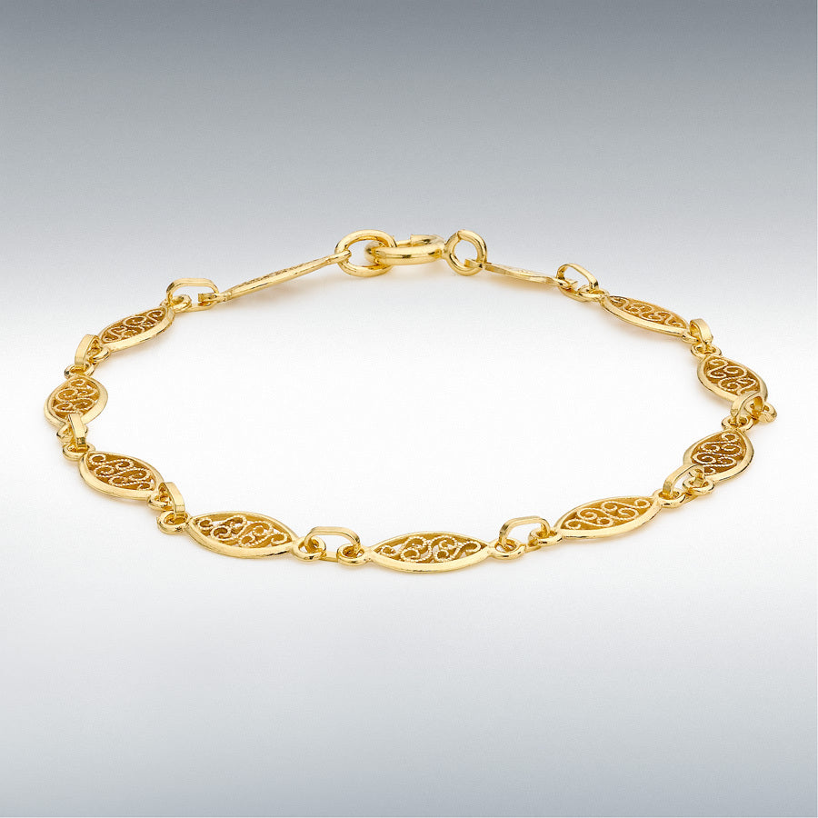9ct Yellow Gold Filigree Oval Bracelet