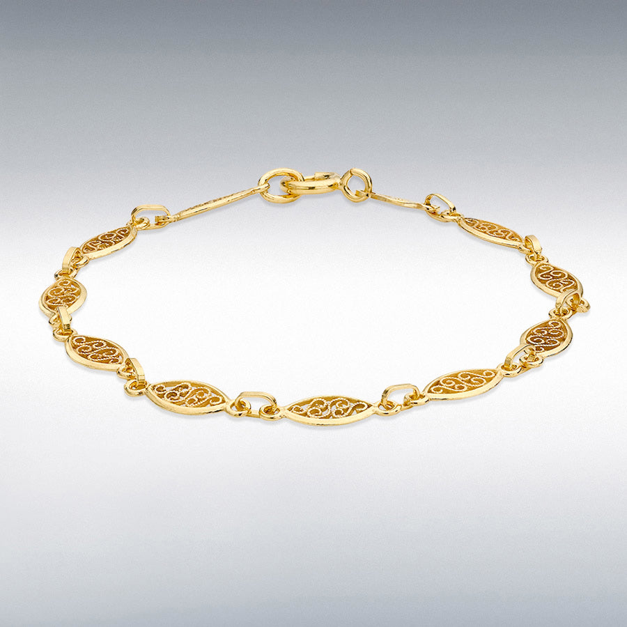 18ct Yellow Gold Filigree Oval Bracelet