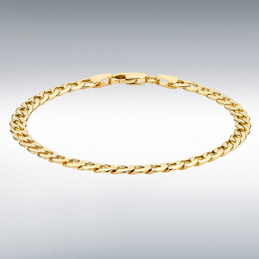 18ct Yellow Gold Hollow 6-Sided Curb Chain Bracelet