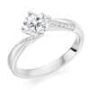 Round Brilliant Solitaire 0.9ct Diamond Engagement Ring with Diamond Set Shoulders