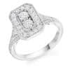Double Round Brilliant Halo 0ct Diamond Engagement Ring with Diamond Set Shoulders