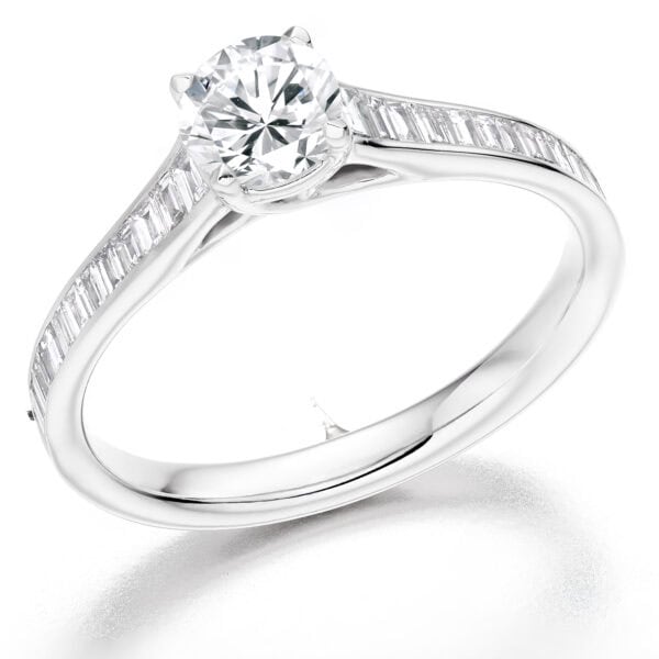 Round Brilliant Solitaire 0.33ct Diamond Engagement Ring with Diamond Set Shoulders