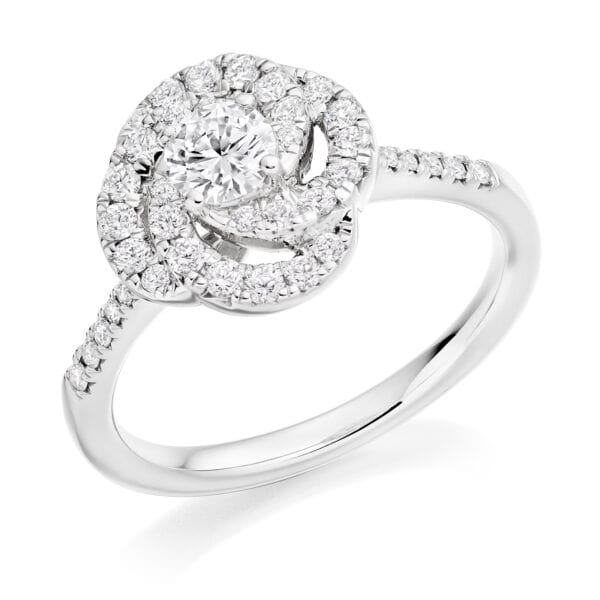 Round Brilliant Halo 0.33ct Diamond Engagement Ring with Diamond Set Shoulders