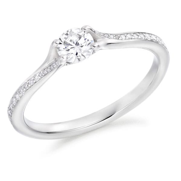 Round Brilliant Solitaire 0.33ct Diamond Engagement Ring with Diamond Set Shoulders