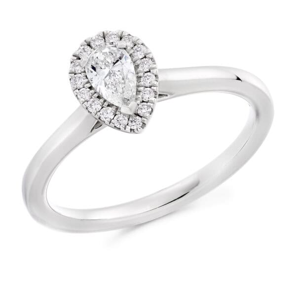 Pear Cut Halo 0.25ct Diamond Engagement Ring