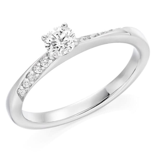 Round Brilliant Solitaire 0.25ct Diamond Engagement Ring with Diamond Set Shoulders