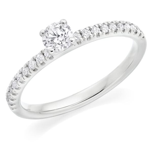 Round Brilliant Solitaire 0.25ct Diamond Engagement Ring with Diamond Set Shoulders