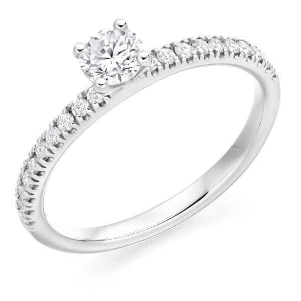 Round Brilliant Solitaire 0.33ct Diamond Engagement Ring with Diamond Set Shoulders