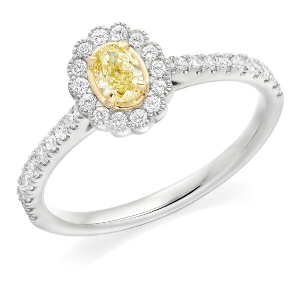 Oval Cut Halo 0.33ct Diamond Engagement Ring with Diamond Set Shoulders