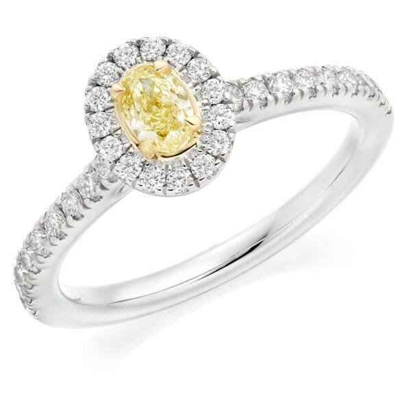 Oval Cut Halo 0.33ct Diamond Engagement Ring with Diamond Set Shoulders