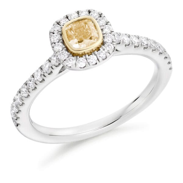 Cushion Cut Halo 0.33ct Diamond Engagement Ring with Diamond Set Shoulders