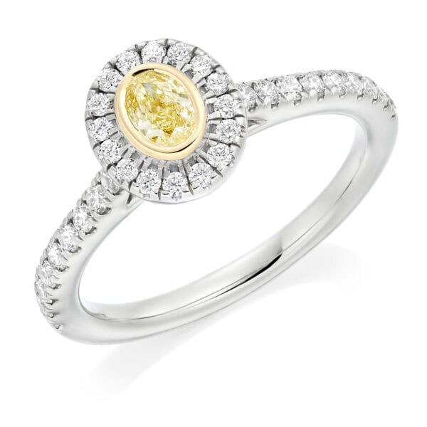 Oval Cut Halo 0.25ct Diamond Engagement Ring with Diamond Set Shoulders