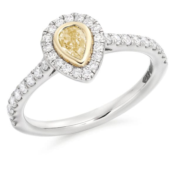 Pear Cut Halo 0.25ct Diamond Engagement Ring with Diamond Set Shoulders