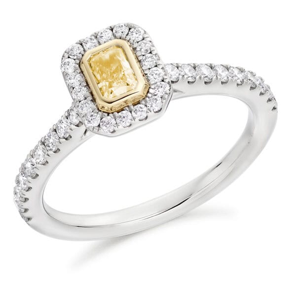 Radiant Cut Halo 0.25ct Diamond Engagement Ring with Diamond Set Shoulders