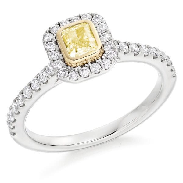 Radiant Cut Halo 0.33ct Diamond Engagement Ring with Diamond Set Shoulders