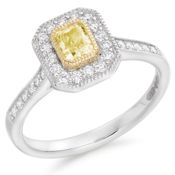 Radiant Cut Halo 0.45ct Diamond Engagement Ring with Diamond Set Shoulders
