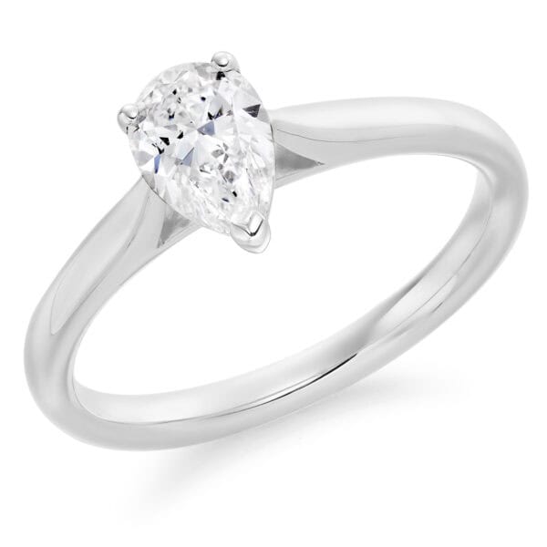 Pear Cut Solitaire 0.75ct Diamond Engagement Ring