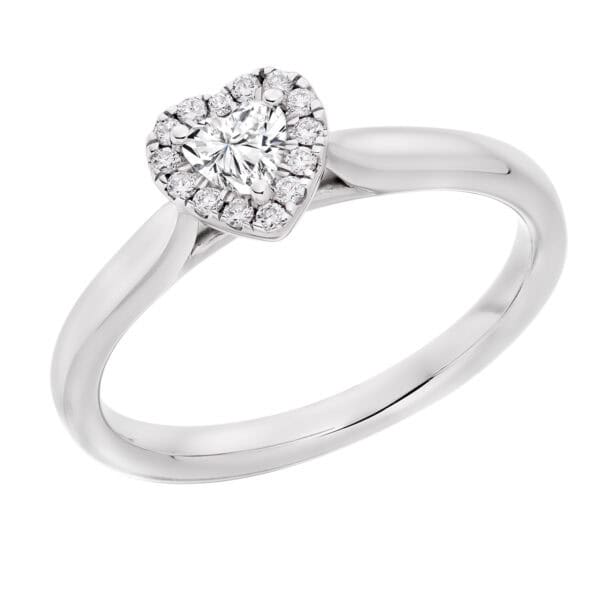 Heart Cut Halo 0.15ct Diamond Engagement Ring