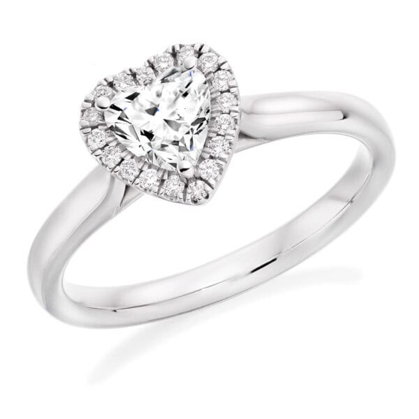 Heart Cut Halo 0.5ct Diamond Engagement Ring