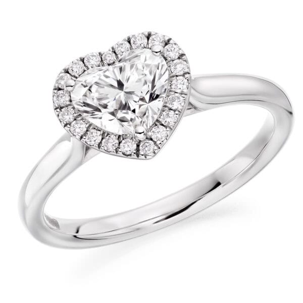 Heart Cut Halo 0.9ct Diamond Engagement Ring